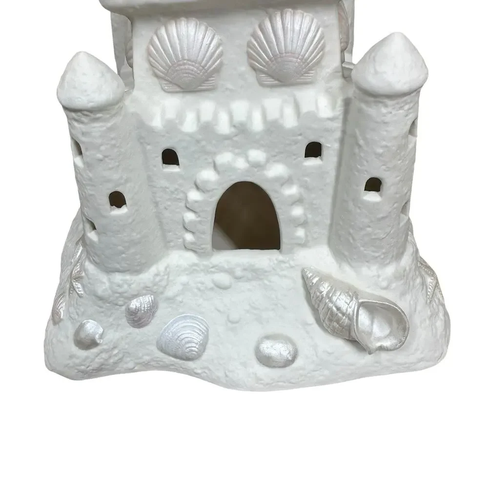 PartyLite Bisque Porcelain Sandcastle Beach House Decor Tea Light Candle Holder